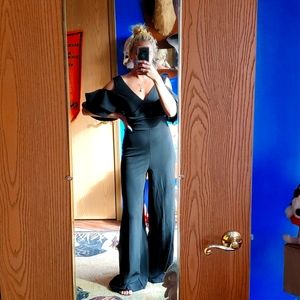 Black ruffle jump suit